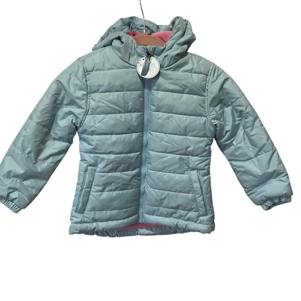 NWT Whales Tail Cozy Light Blue Hooded Puffer Jacket Size 4